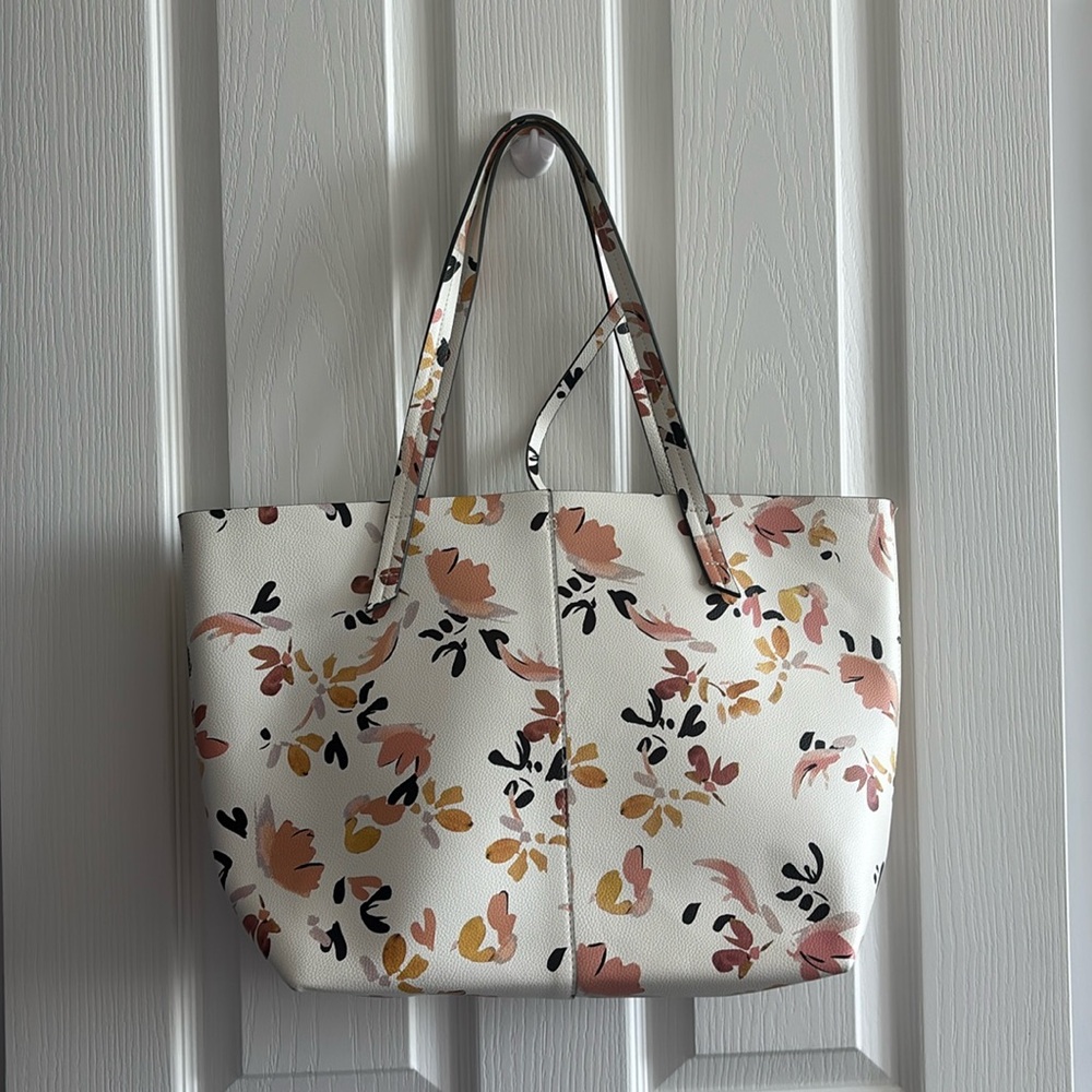 Indigo Floral Tote Bag - Cream and Pink